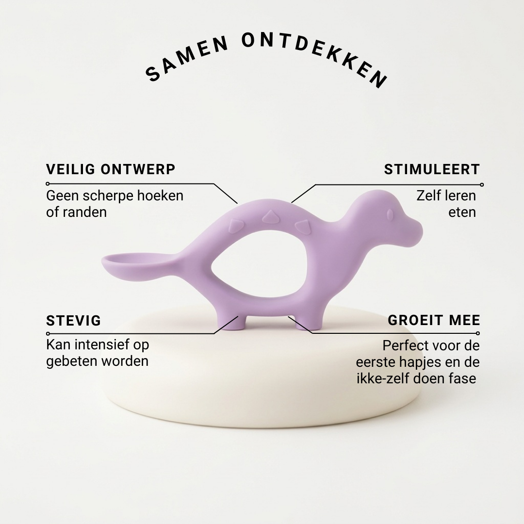 Dev de Dino - Helpt je kleintje veilig 'leren' eten